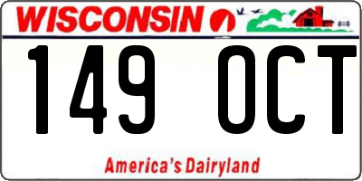 WI license plate 149OCT