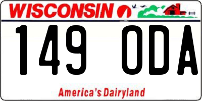 WI license plate 149ODA