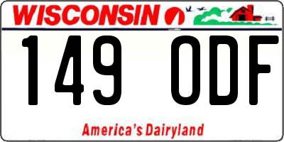 WI license plate 149ODF