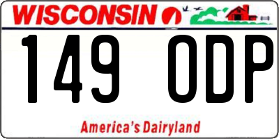 WI license plate 149ODP