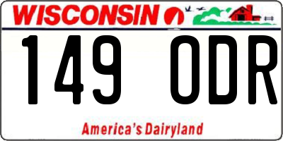 WI license plate 149ODR