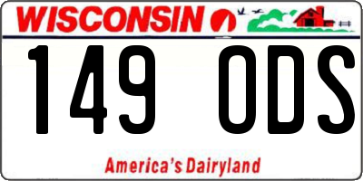 WI license plate 149ODS