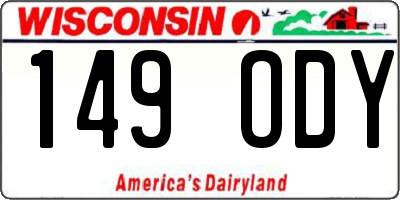 WI license plate 149ODY
