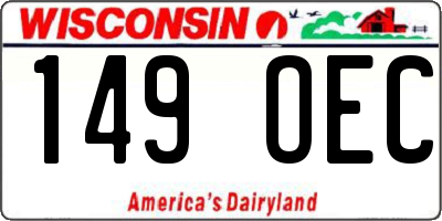 WI license plate 149OEC