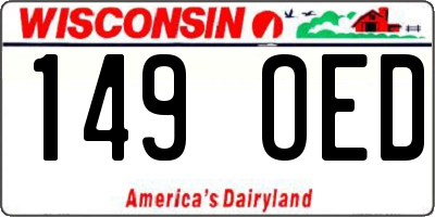 WI license plate 149OED