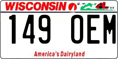 WI license plate 149OEM