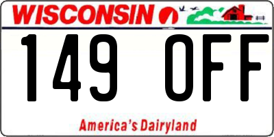 WI license plate 149OFF