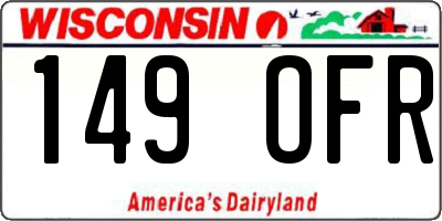 WI license plate 149OFR