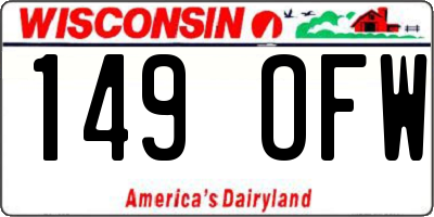 WI license plate 149OFW