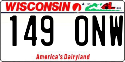 WI license plate 149ONW