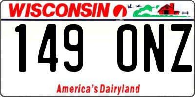 WI license plate 149ONZ