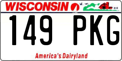 WI license plate 149PKG