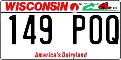 WI license plate 149POQ