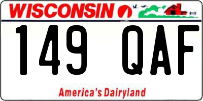WI license plate 149QAF