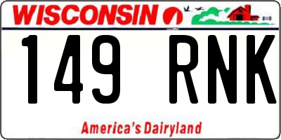 WI license plate 149RNK