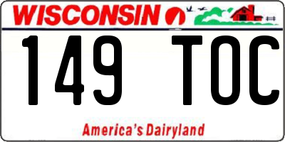 WI license plate 149TOC