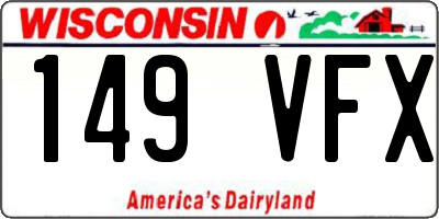 WI license plate 149VFX