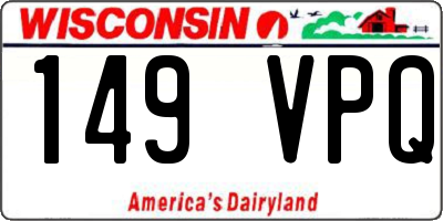 WI license plate 149VPQ