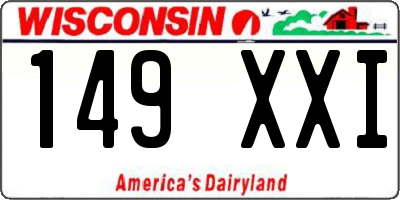 WI license plate 149XXI