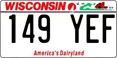 WI license plate 149YEF