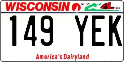 WI license plate 149YEK