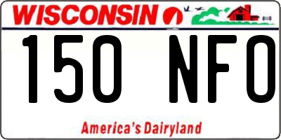 WI license plate 150NFO