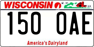WI license plate 150OAE