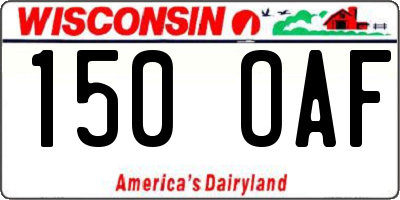 WI license plate 150OAF