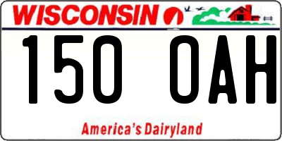 WI license plate 150OAH