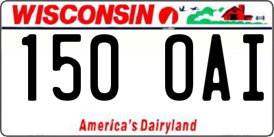WI license plate 150OAI