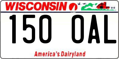WI license plate 150OAL