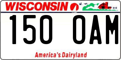 WI license plate 150OAM