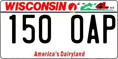 WI license plate 150OAP