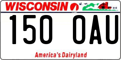 WI license plate 150OAU