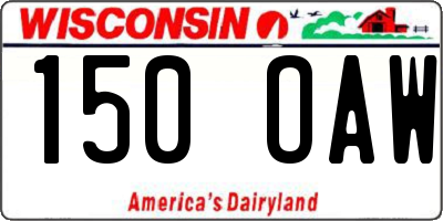 WI license plate 150OAW