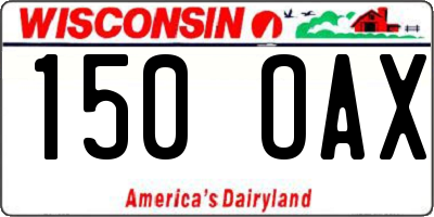 WI license plate 150OAX