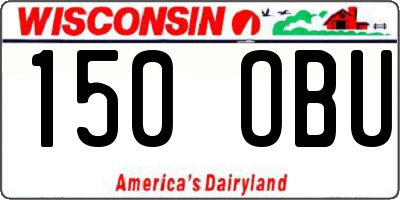WI license plate 150OBU