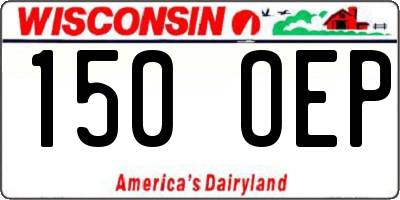 WI license plate 150OEP