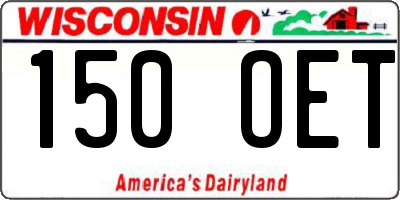WI license plate 150OET