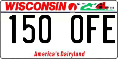 WI license plate 150OFE