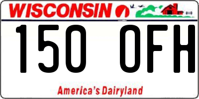 WI license plate 150OFH