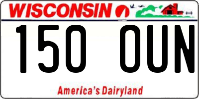 WI license plate 150OUN