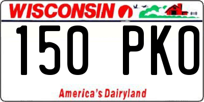 WI license plate 150PKO