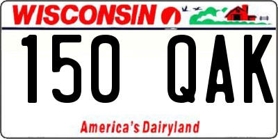 WI license plate 150QAK