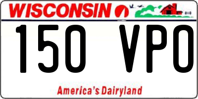 WI license plate 150VPO