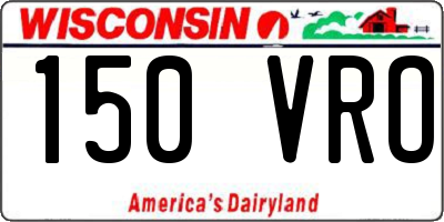 WI license plate 150VRO