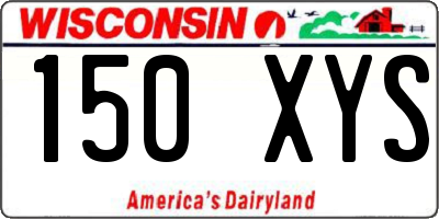 WI license plate 150XYS