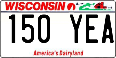 WI license plate 150YEA
