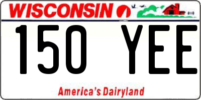 WI license plate 150YEE
