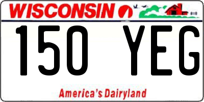 WI license plate 150YEG